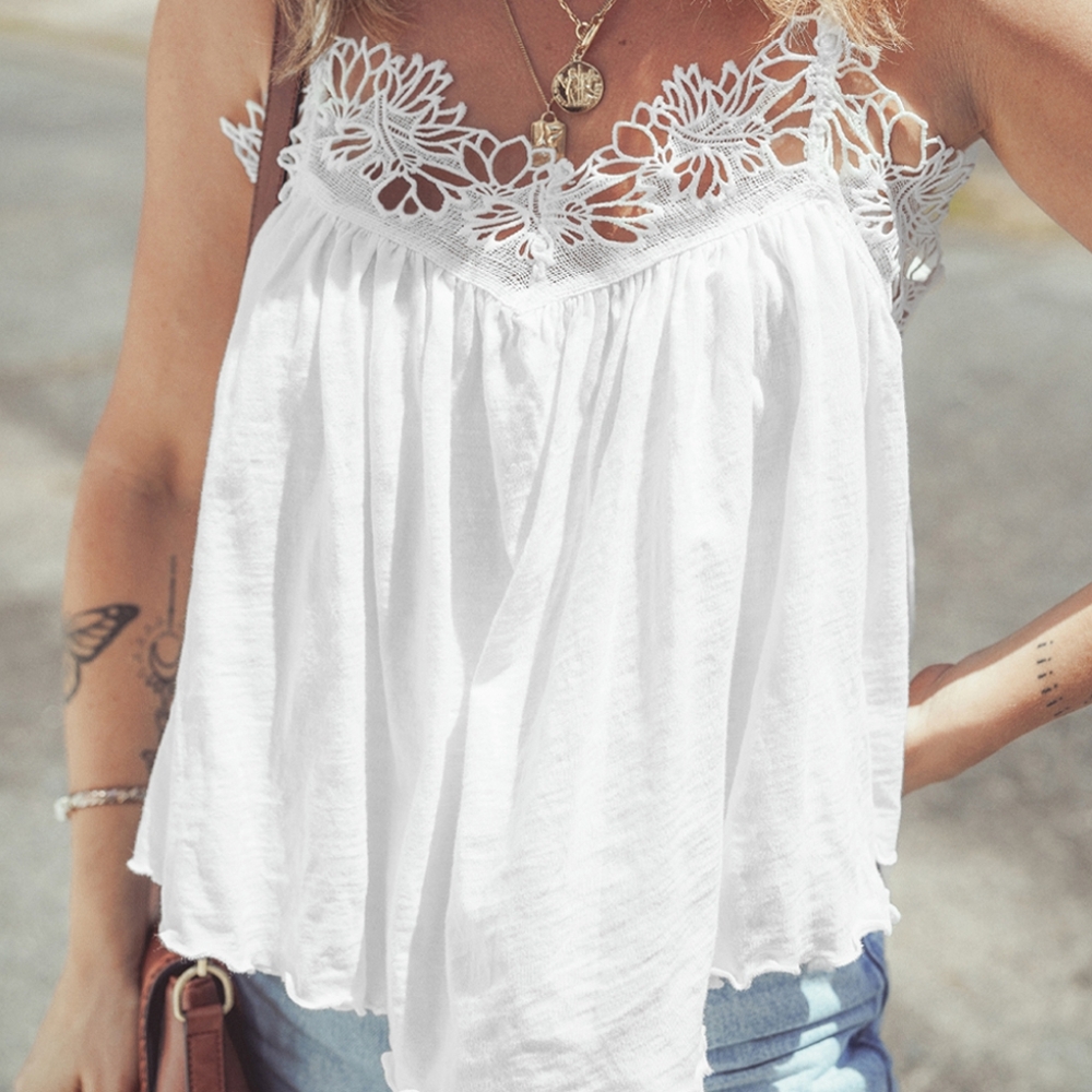 196 | Strappy Lace Front Cami- White
